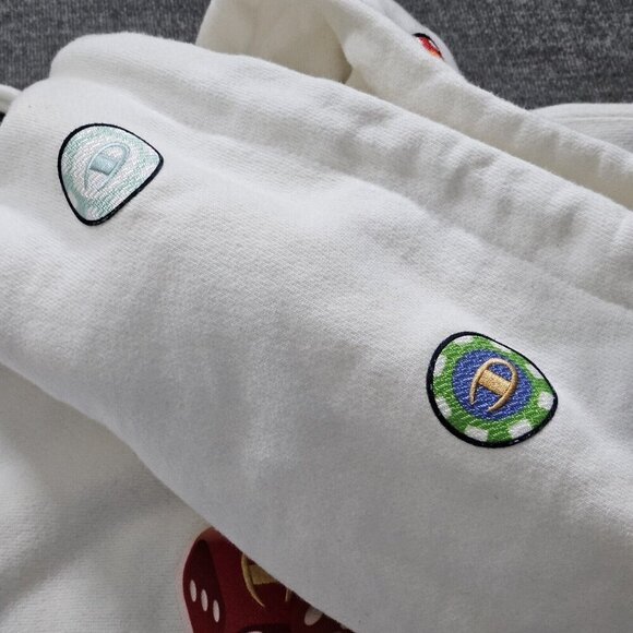 Champion Hoodie Womens XS White Graphic Print Kanga Pocket LS Reverse Weave FLAW - Picture 16 of 16